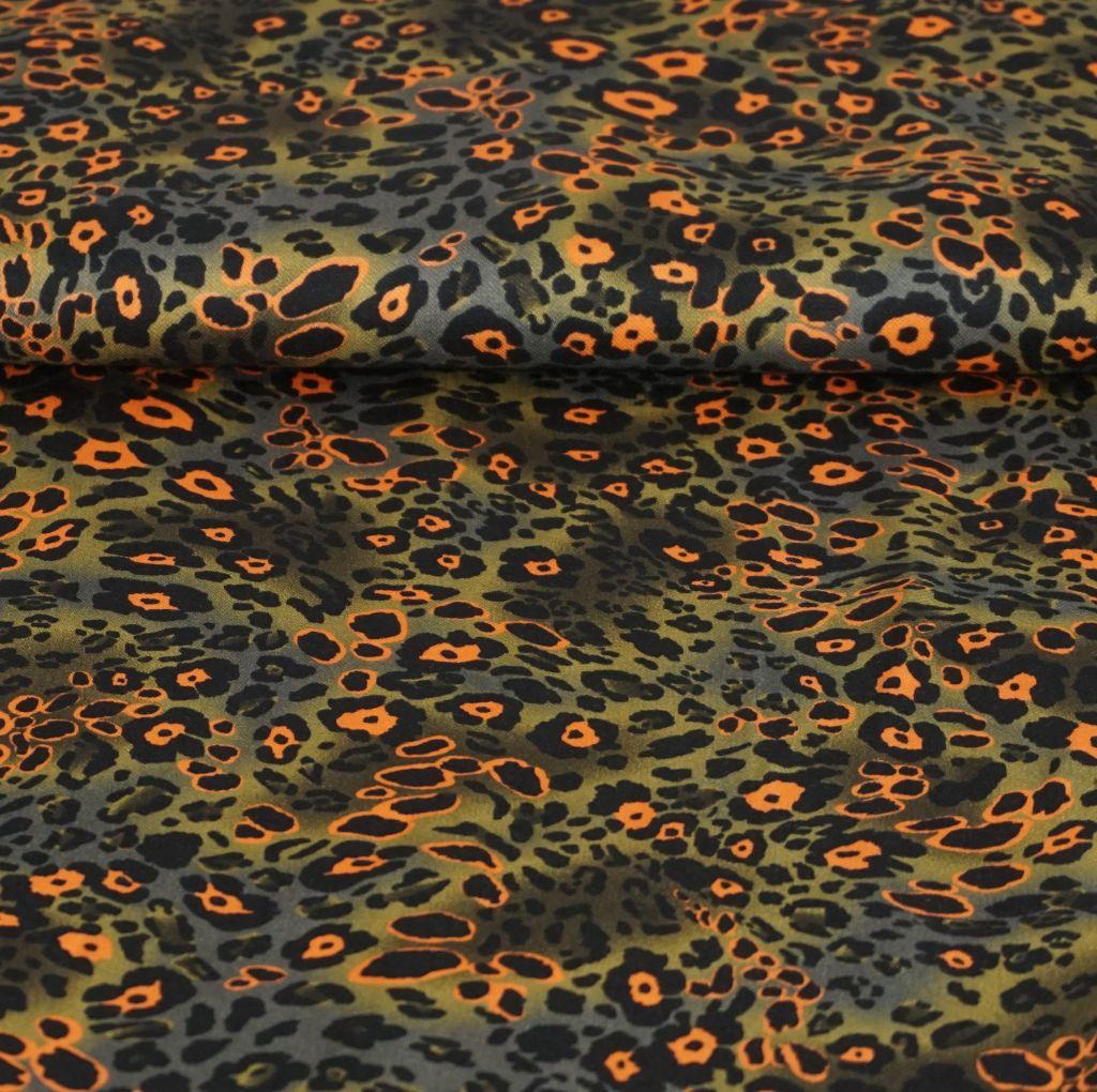 Viskose Druck Leoprint grün orange